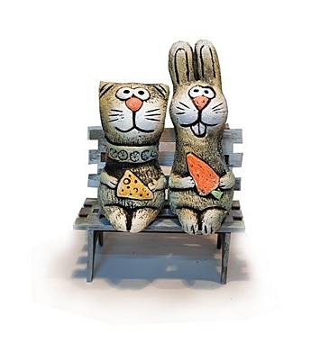 Кот и заяц на скамейке (мини) 
